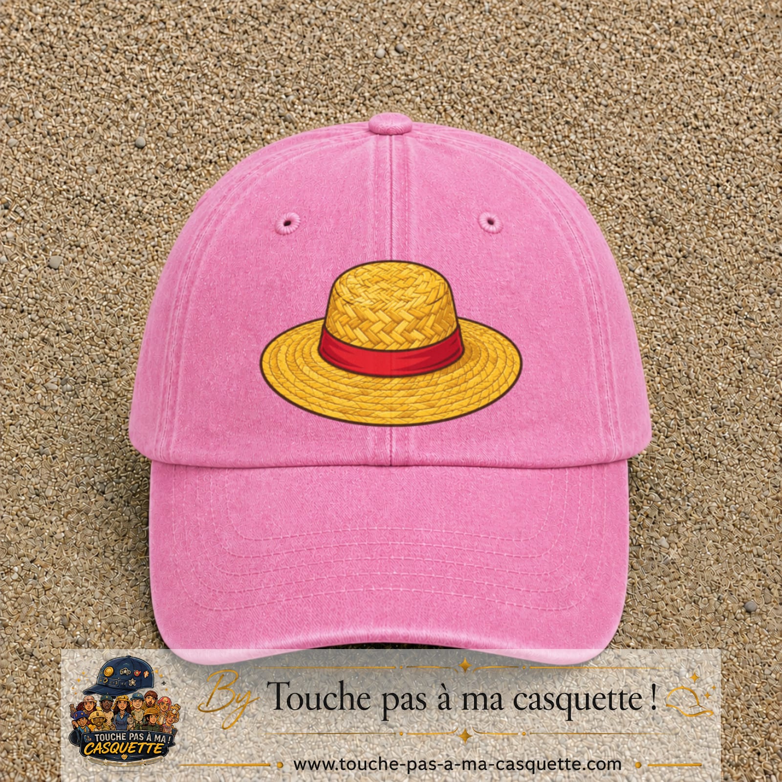 Casquette baseball Rose délavé 100% coton avec motif Chapeau de paille 7 cm - image principale