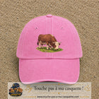 Casquette baseball Rose délavé 100% coton avec motif Vache brune 7 cm - image principale