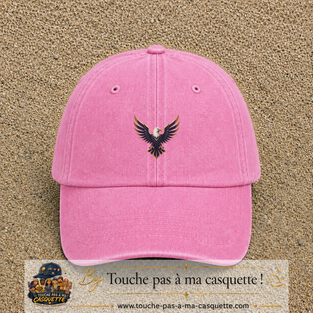 Casquette baseball Rose délavé 100% coton avec visuel Aigle royal 5 cm - image produit principale