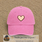 Casquette Rose délavé 100% coton avec motif Cœur bohème 5 cm - image principale