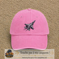 Casquette Rose délavé 100% coton avec motif Avion de chasse stylisé 7 cm - image principale