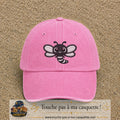 Casquette Rose délavé motif Abeille souriante 7 cm - vue principale