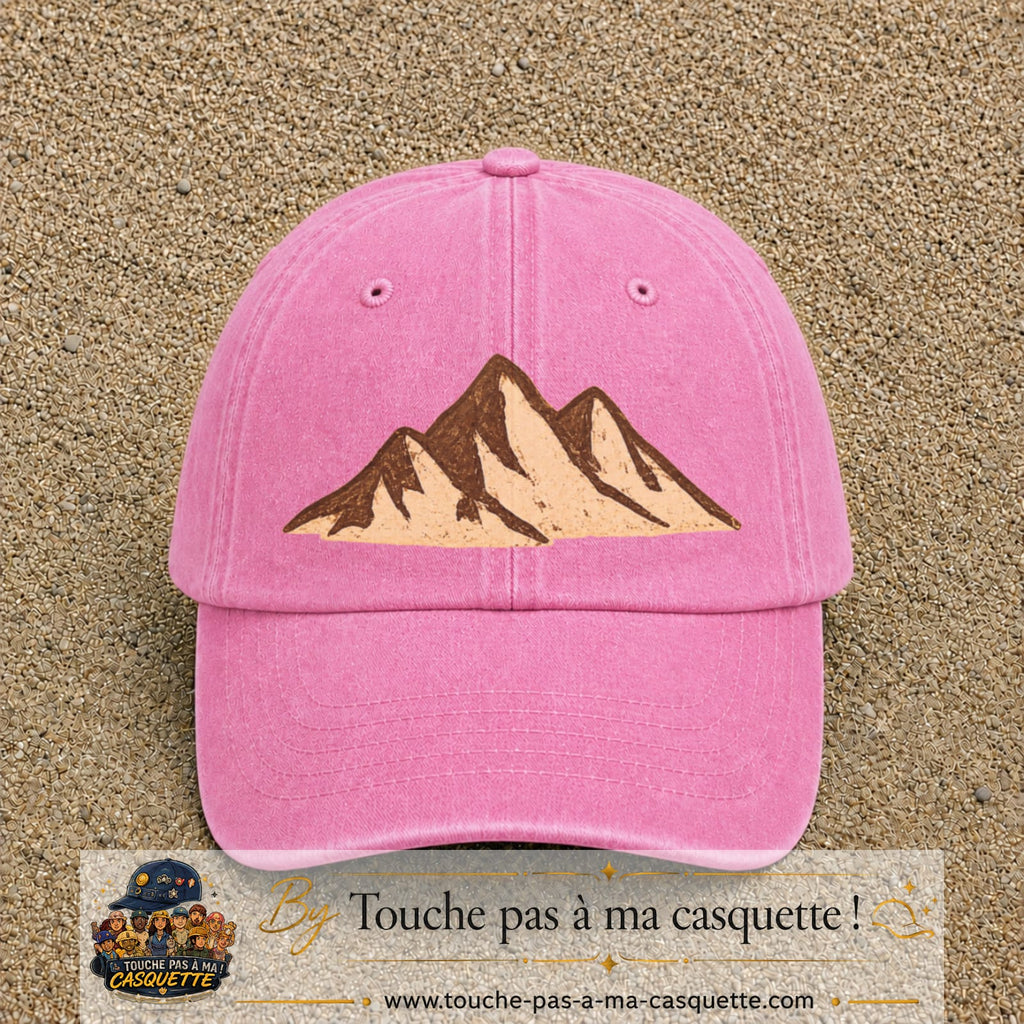 Casquette Rose délavé 100% coton avec motif Montagnes bohèmes 7 cm - image principale