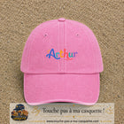 Casquette baseball Rose délavé 100% coton avec visuel Prénom Arthur coloré 5 cm - image produit principale