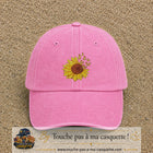 Casquette Rose délavé motif Tournesol avec papillons 7 cm - vue principale