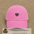 Casquette Rose délavé motif Cœur félin 3 cm - vue principale