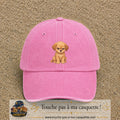 Casquette baseball Rose délavé 100% coton avec motif Chiot boudeur 7 cm - image principale