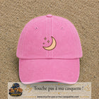 Casquette Rose délavé 100% coton avec motif Lune et étoiles bohèmes 5 cm - image principale