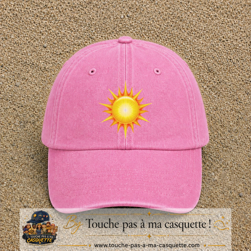 Casquette baseball Rose délavé 100% coton avec motif Soleil rayonnant 7 cm - image principale