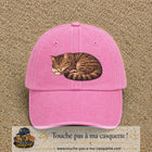 Casquette baseball Rose délavé 100% coton avec motif Chat endormi 7 cm - image principale