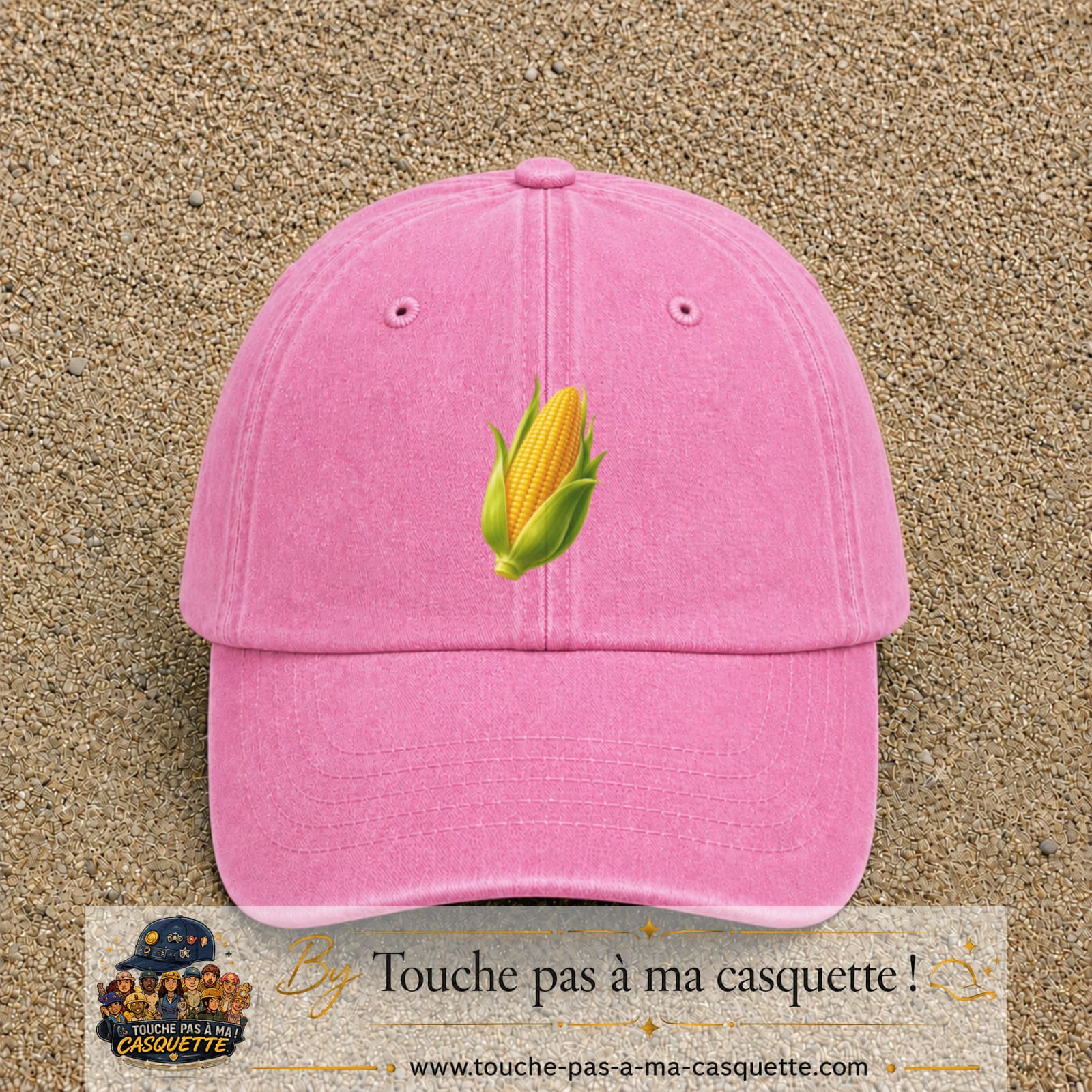 Casquette baseball Rose délavé 100% coton avec visuel Épi de maïs 7 cm - image produit principale