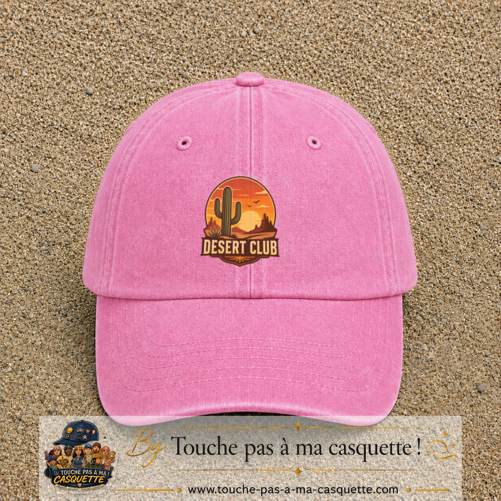 Casquette Rose délavé 100% coton avec motif Desert Club cactus 7 cm - image principale