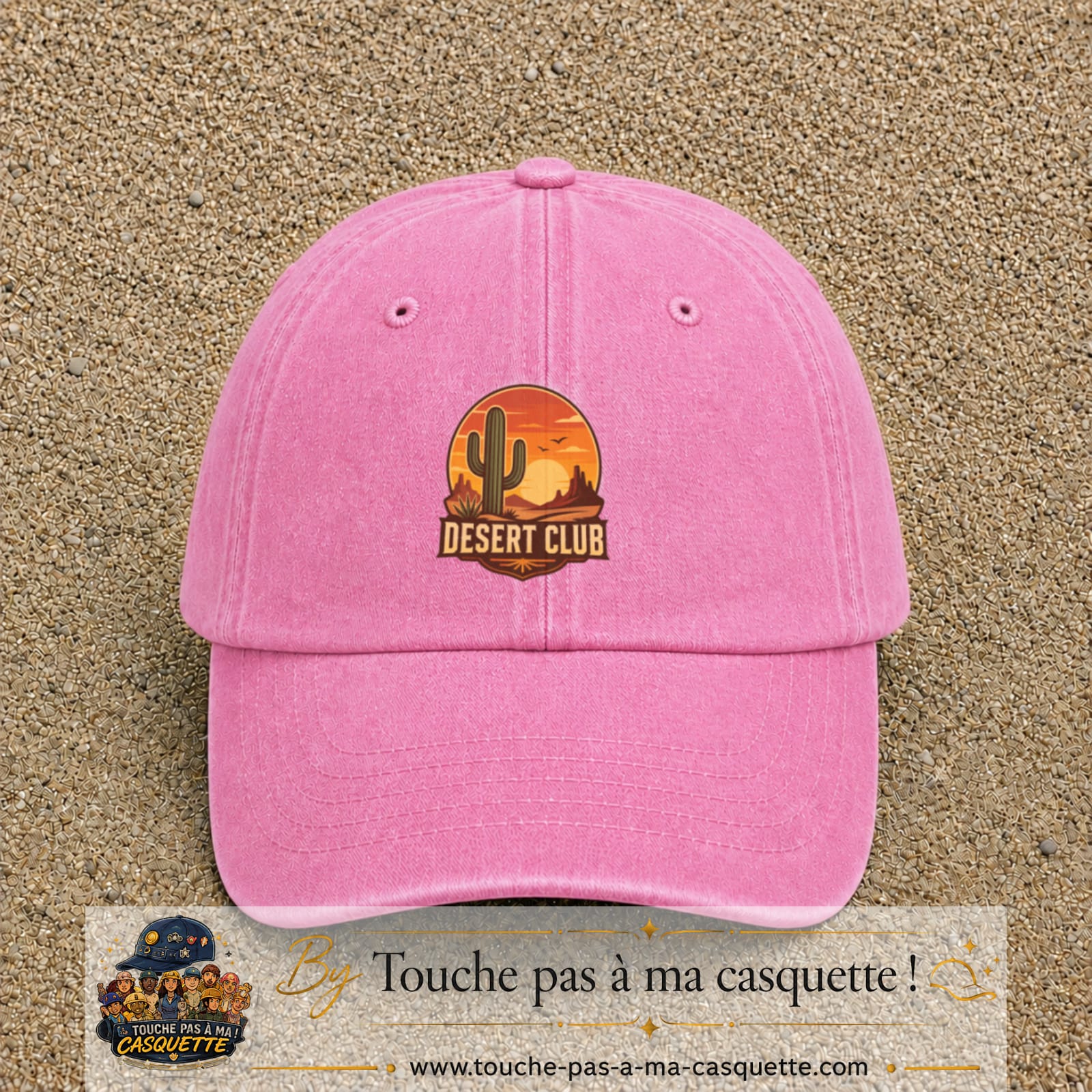 Casquette Rose délavé 100% coton avec motif Desert Club cactus 7 cm - image principale