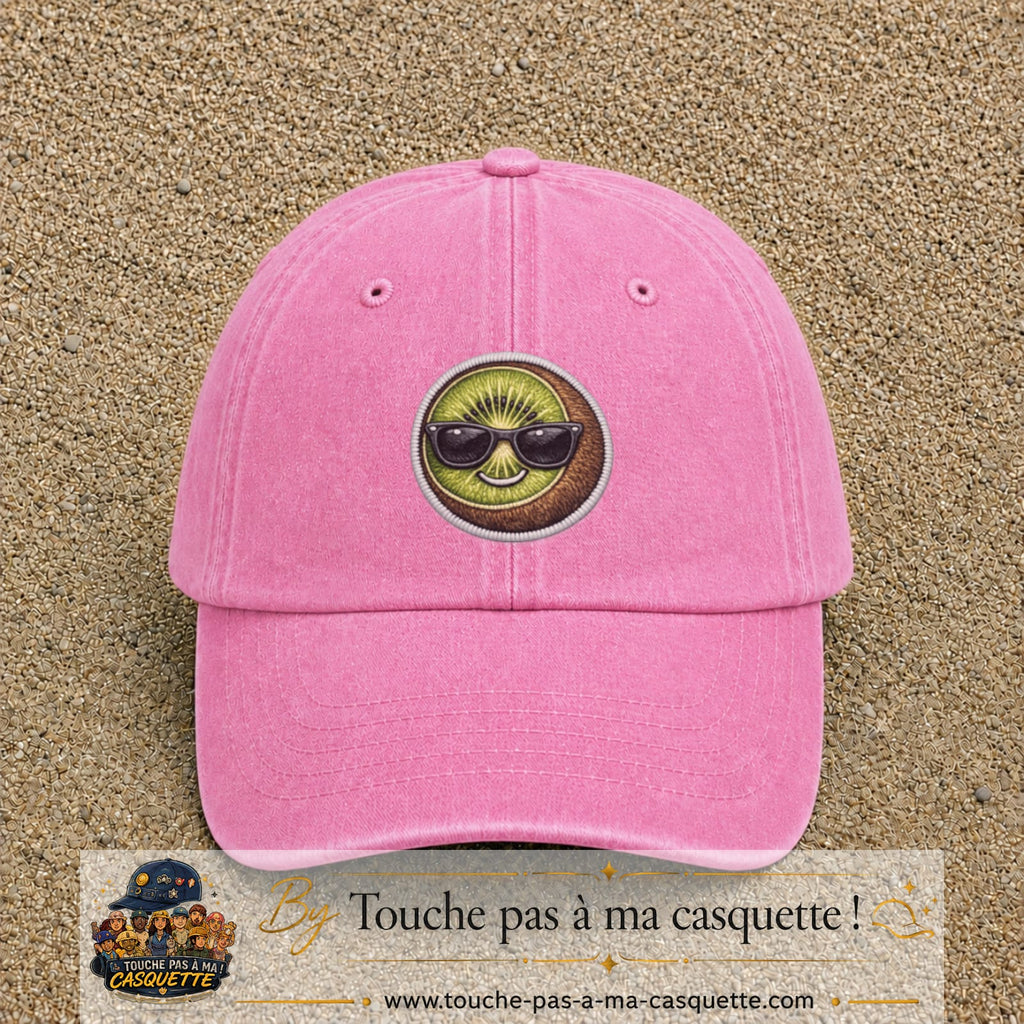 Casquette Rose délavé motif Kiwi avec lunettes 7 cm - vue principale