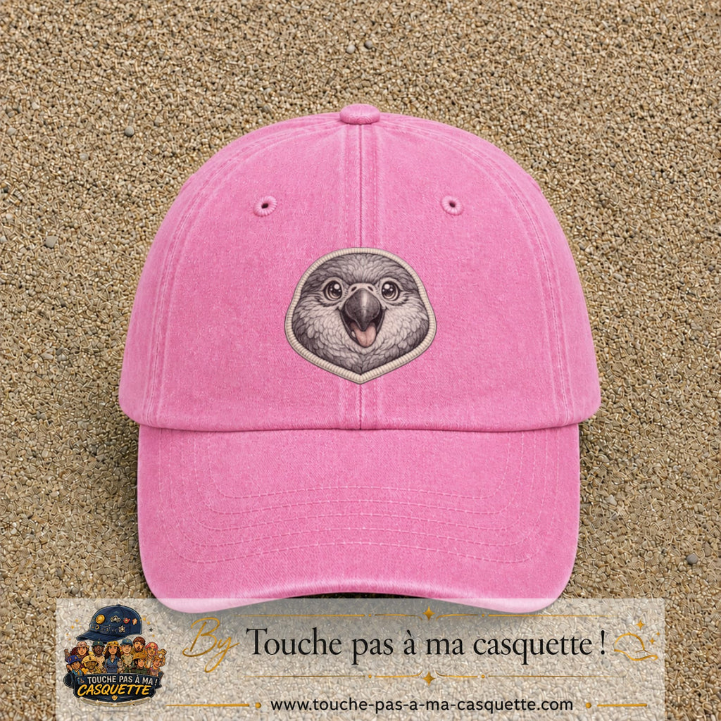 Casquette Rose délavé motif Perroquet bébé 7 cm - vue principale