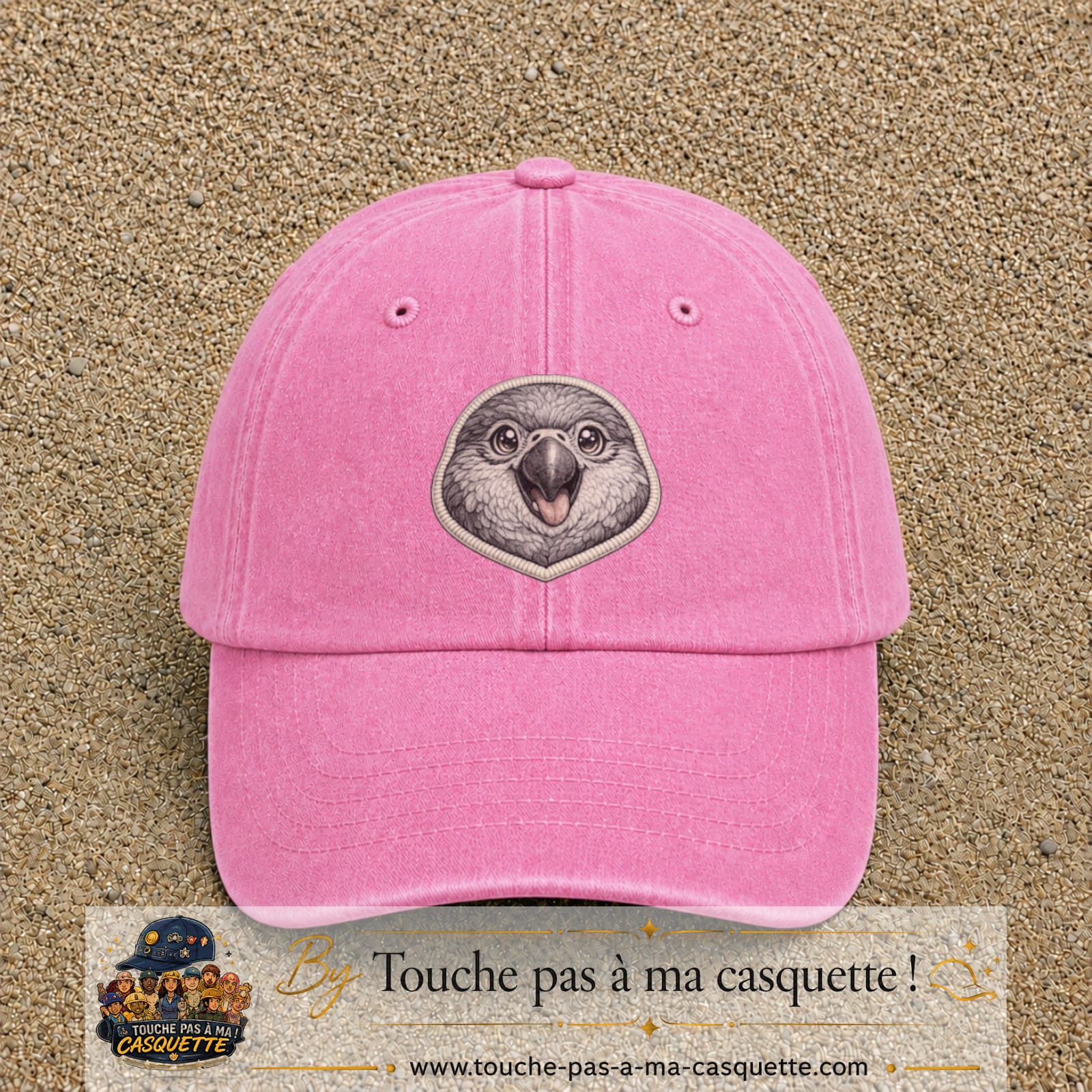 Casquette Rose délavé motif Perroquet bébé 7 cm - vue principale