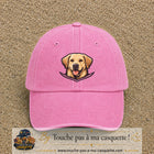 Casquette Rose délavé 100% coton avec motif Chien labrador souriant 7 cm - image principale