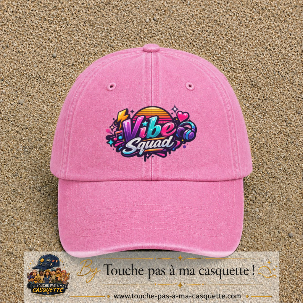Casquette Rose délavé 100% coton avec motif Vibe Squad 7 cm - image principale