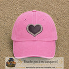 Casquette Rose délavé motif Cœur velours 7 cm - vue principale