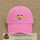 Casquette baseball Rose délavé 100% coton avec visuel Cœur arc-en-ciel 5 cm - image produit principale