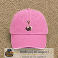 Casquette Rose délavé 100% coton avec motif Autruche souriante 7 cm - image principale