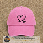 Casquette baseball Rose délavé 100% coton avec visuel Cœur noir dessiné 7 cm - image produit principale