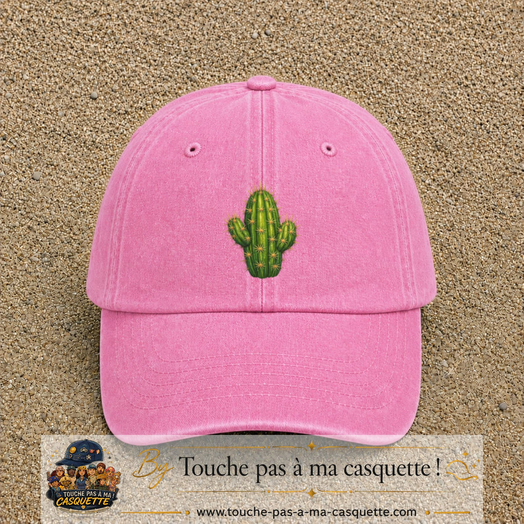 Casquette baseball Rose délavé 100% coton avec visuel Cactus épineux 7 cm - image produit principale