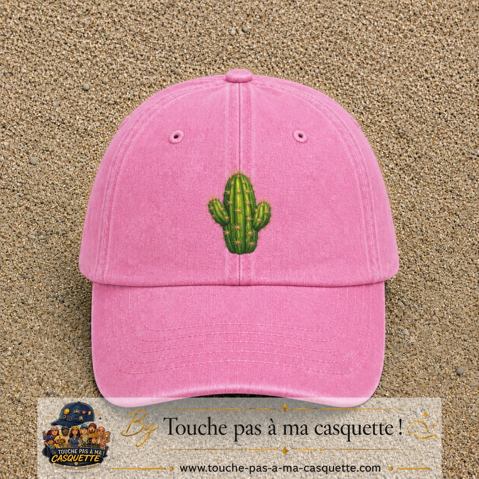 Casquette baseball Rose délavé 100% coton avec visuel Cactus épineux 7 cm - image produit principale
