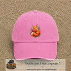 Casquette baseball Rose délavé 100% coton avec motif Renard au cœur 7 cm - image principale