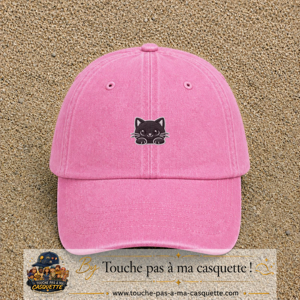 Casquette Rose délavé motif Chaton étoilé 3 cm - vue principale