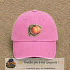 Casquette Rose délavé motif Pêches fruitées 7 cm - vue principale