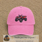 Casquette Rose délavé 100% coton avec motif Quad rouge tout-terrain 7 cm - image principale