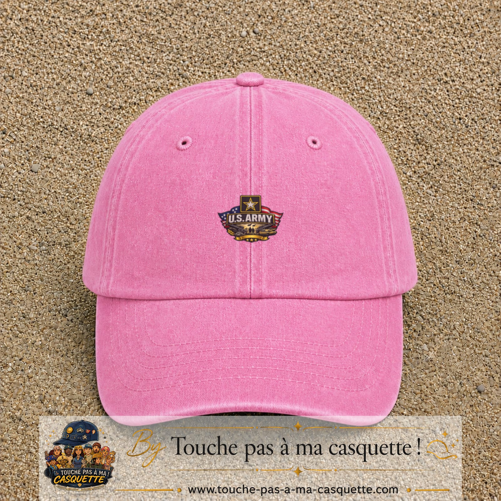 Casquette Rose délavé motif Emblème U.S. Army 3 cm - vue principale