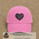 Casquette Rose délavé motif Cœur félin 7 cm - vue principale