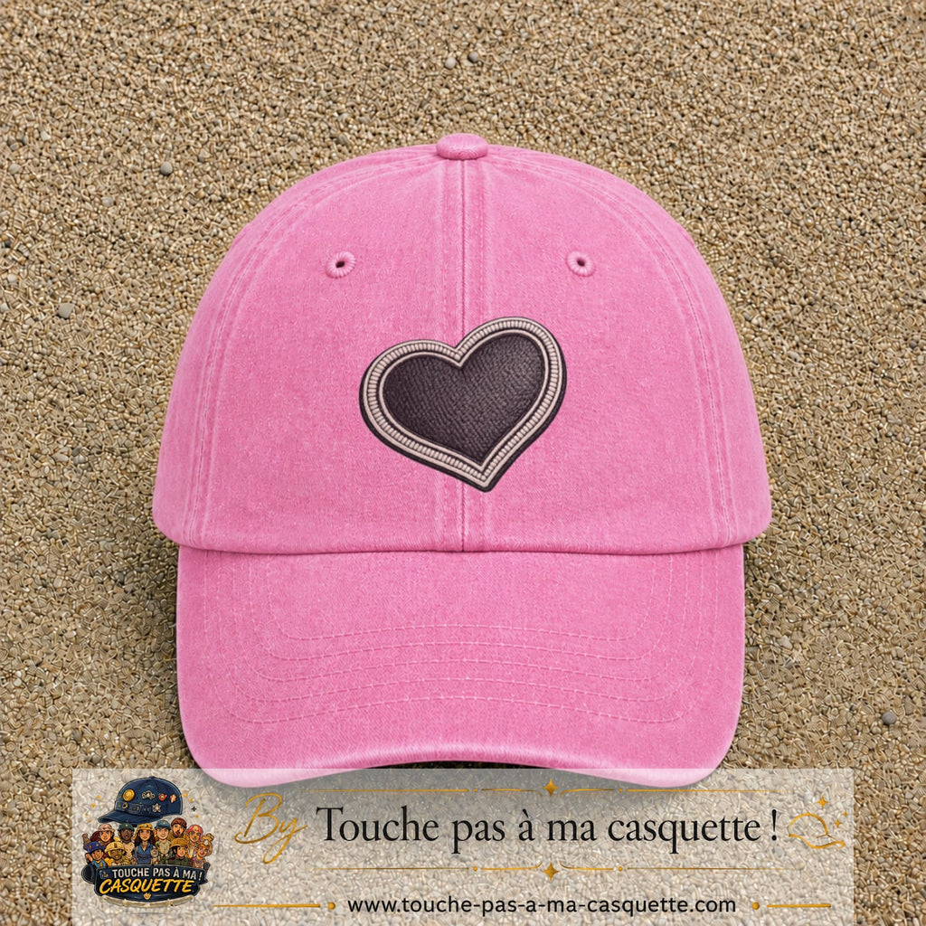 Casquette Rose délavé motif Cœur penché 7 cm - vue principale