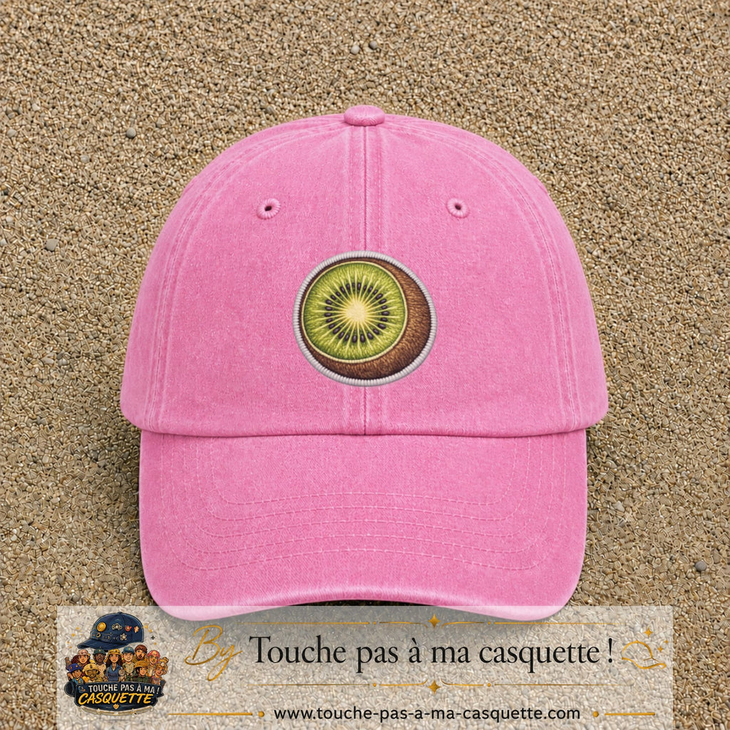 Casquette Rose délavé motif Kiwi frais 7 cm - vue principale