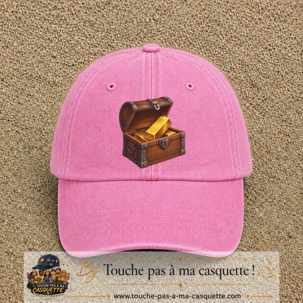 Casquette baseball Rose délavé 100% coton avec motif Coffre au trésor 7 cm - image principale