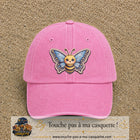 Casquette Rose délavé motif Abeille papillon 7 cm - vue principale
