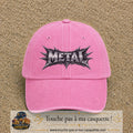 Casquette baseball Rose délavé 100% coton avec visuel Typographie métal 7 cm - image produit principale