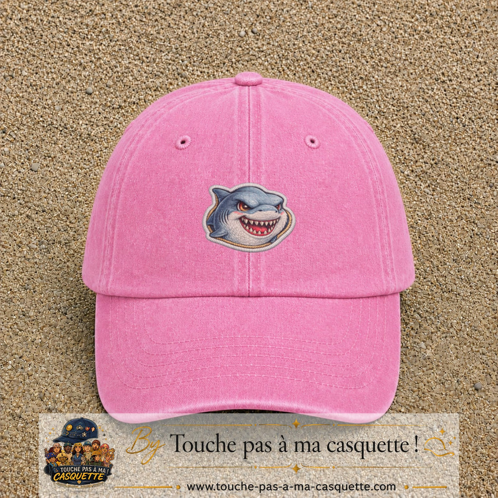Casquette Rose délavé motif Requin fun 5 cm - vue principale