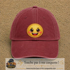 Image principale produit9grosRB - casquette Rouge délavé - Bordeaux délavé avec visuel Emoji souriant 7 cm