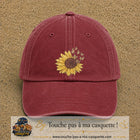Image principale produit15grosRB - casquette Rouge délavé - Bordeaux délavé avec visuel Tournesol mandala 7 cm
