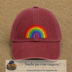 Image principale produit24grosRB - casquette Rouge délavé - Bordeaux délavé avec visuel Arc-en-ciel 7 cm