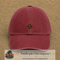 Casquette Rouge délavé - Bordeaux délavé avec motif Touche pas à ma Casquette en 3 cm – vue principale