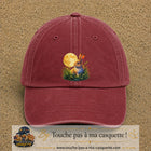 Casquette Rouge délavé - Bordeaux délavé motif Lapin sous la lune logo 7 cm