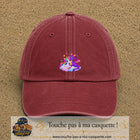 Casquette Rouge délavé - Bordeaux délavé motif Licorne et bébé dragon logo 5 cm