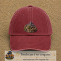 Image principale casquette Rouge délavé - Bordeaux délavé avec motif Montagne et boussole 7 cm