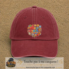 Casquette Rouge délavé - Bordeaux délavé avec motif Merci coach multisport en 7 cm – vue principale