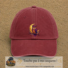 Casquette Rouge délavé - Bordeaux délavé motif Hibou lune logo 7 cm