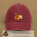 Image principale casquette Rouge délavé - Bordeaux délavé avec motif Abeille et miel 7 cm
